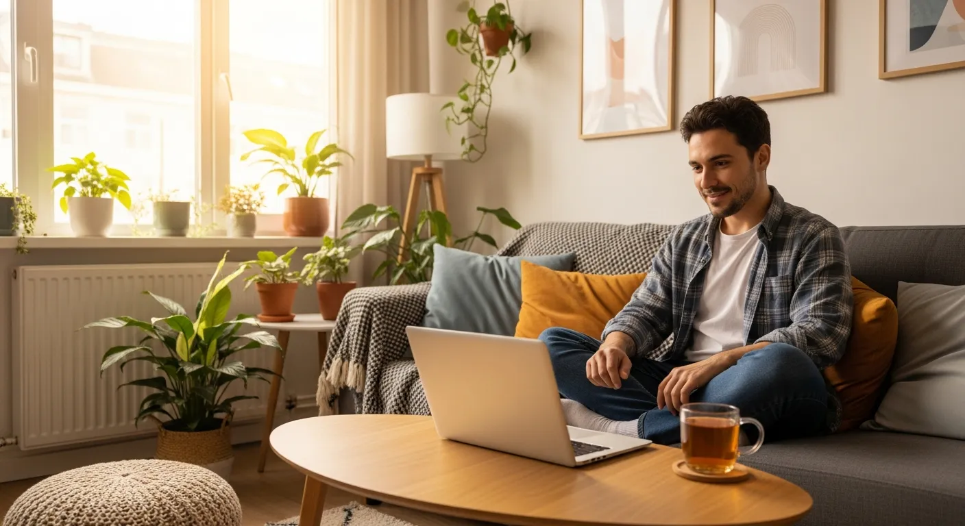 Patient receiving telehealth psychiatric care from home in Texas